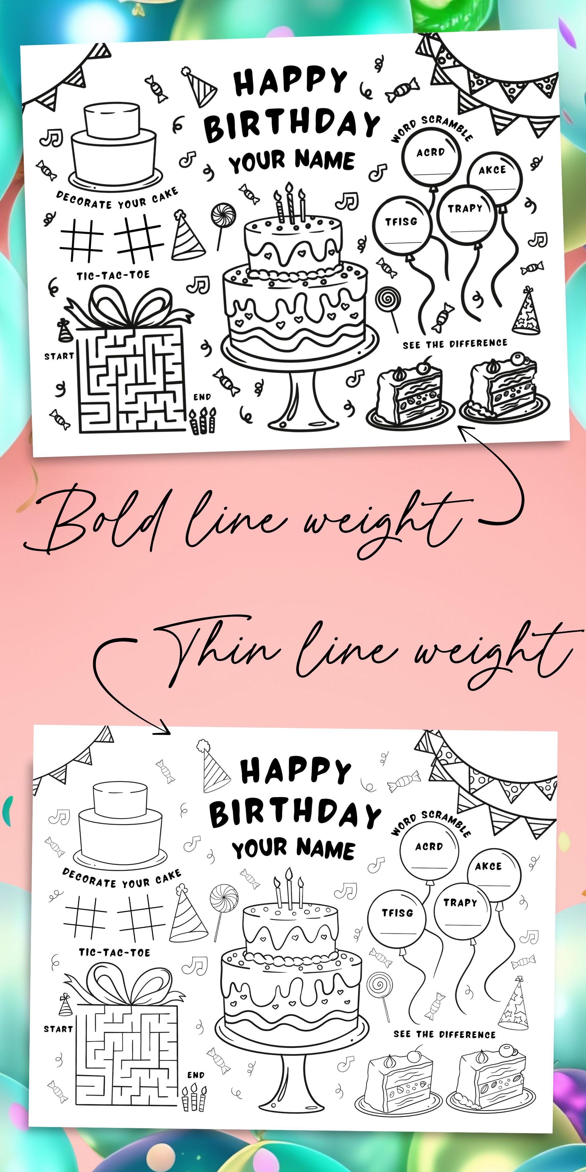 activity placemat coloring printable PLR