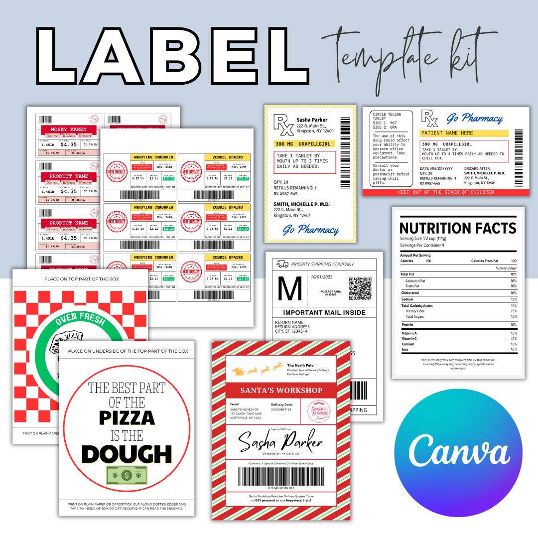 canva label template kit